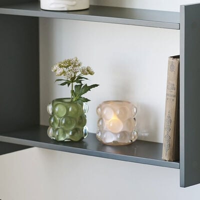 House Nordic Primavera lasinen kynttilänjalka 2 kpl setti beige/vihreä